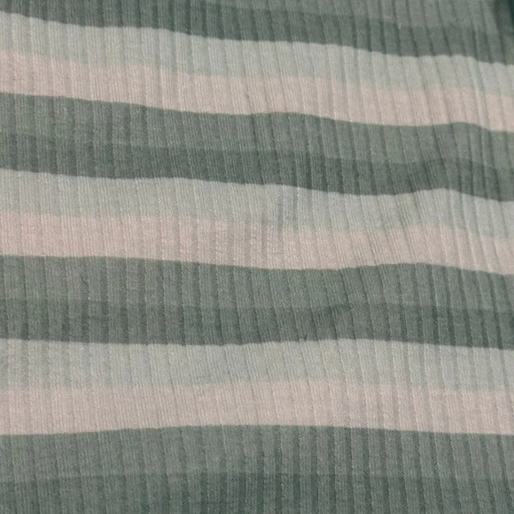 NWT Cali Be Thermal Rib Shirt Long Sleeve Blue stripes Lettuce Neck L - Picture 5 of 6